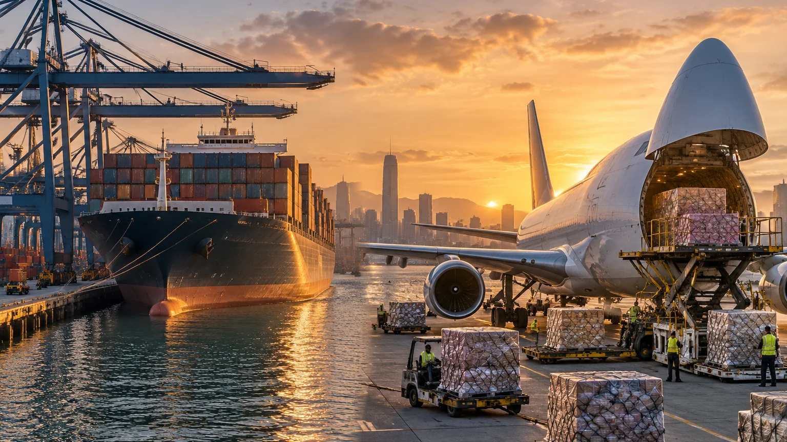Distinguish ocean, air, split replenishment and true sea-air transshipment, then compare deadlines, chargeable size and destination handling