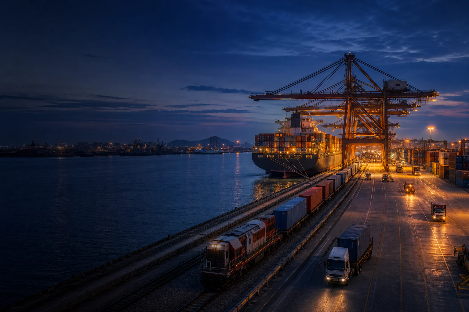 Red de rutas desde China que conecta transporte marítimo, aéreo, aduanas y última milla